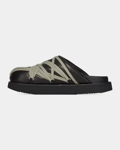 Rick Owens Men's Megalace Leather Slides | Thumbnail 4 Rick Owens Men's Megalace Leather Slides | Thumbnail 4