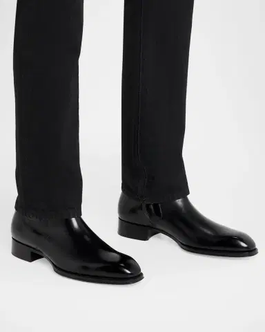 Tom Ford Men's Elkan Burnished Leather Zipped Ankle Boots | Thumbnail 2 Tom Ford Men's Elkan Burnished Leather Zipped Ankle Boots | Thumbnail 2