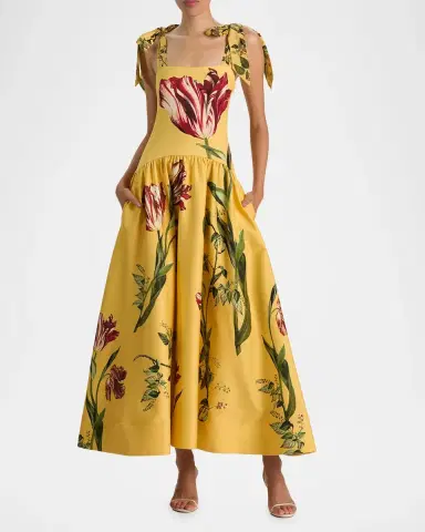 Alice + Olivia Oriana Floral Cotton-Blend Maxi Dress | Thumbnail 2 Alice + Olivia Oriana Floral Cotton-Blend Maxi Dress | Thumbnail 2