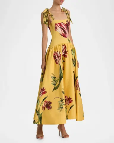 Alice + Olivia Oriana Floral Cotton-Blend Maxi Dress | Thumbnail 4 Alice + Olivia Oriana Floral Cotton-Blend Maxi Dress | Thumbnail 4