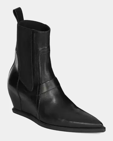 Rick Owens Point Toe Leather Wedge-Heel Ankle Boots | Thumbnail 5 Rick Owens Point Toe Leather Wedge-Heel Ankle Boots | Thumbnail 5