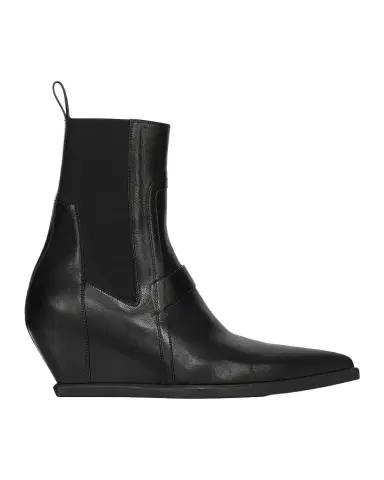 Rick Owens Point Toe Leather Wedge-Heel Ankle Boots | Thumbnail 1 Rick Owens Point Toe Leather Wedge-Heel Ankle Boots | Thumbnail 1