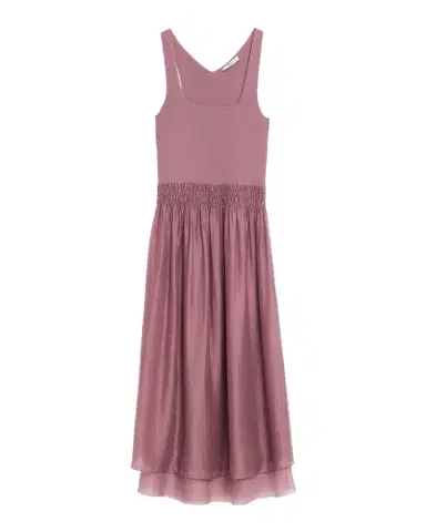 Vince Squareneck Mixed-Media Midi Dress | Thumbnail 1 Vince Squareneck Mixed-Media Midi Dress | Thumbnail 1