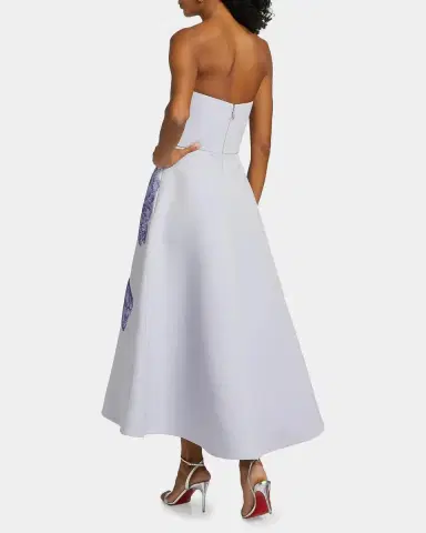 Amsale Floral Sequined Strapless Midi Cocktail Dress | Thumbnail 3 Amsale Floral Sequined Strapless Midi Cocktail Dress | Thumbnail 3