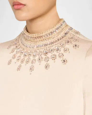 Rickie Freeman for Teri Jon Embellished Collar Satin Gown | Thumbnail 5 Rickie Freeman for Teri Jon Embellished Collar Satin Gown | Thumbnail 5