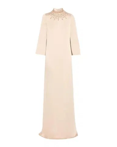 Rickie Freeman for Teri Jon Embellished Collar Satin Gown | Thumbnail 1 Rickie Freeman for Teri Jon Embellished Collar Satin Gown | Thumbnail 1