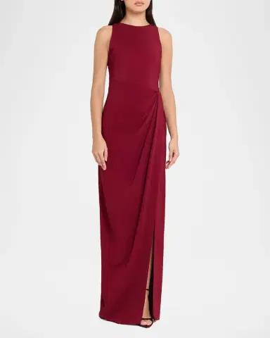 Oscar de la Renta Sleeveless Draped Slit Column Gown | Thumbnail 2 Oscar de la Renta Sleeveless Draped Slit Column Gown | Thumbnail 2
