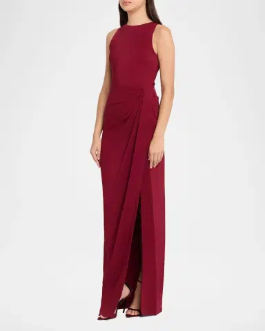 Oscar de la Renta Sleeveless Draped Slit Column Gown | Thumbnail 4 Oscar de la Renta Sleeveless Draped Slit Column Gown | Thumbnail 4