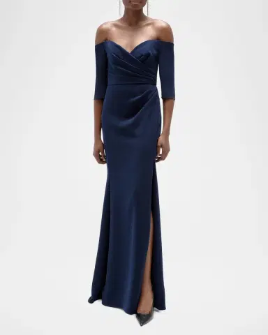 Amsale Stretch Crepe Off-The-Shoulder Gown | Thumbnail 2 Amsale Stretch Crepe Off-The-Shoulder Gown | Thumbnail 2