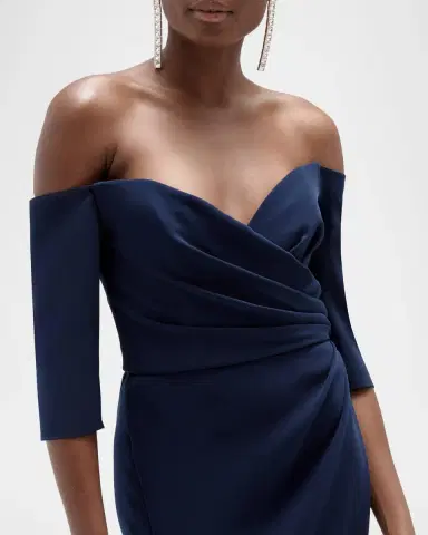 Amsale Stretch Crepe Off-The-Shoulder Gown | Thumbnail 5 Amsale Stretch Crepe Off-The-Shoulder Gown | Thumbnail 5