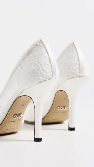 Mach & Mach Devon Chantilly Lace Pumps White | Thumbnail 4 Mach & Mach Devon Chantilly Lace Pumps White | Thumbnail 4