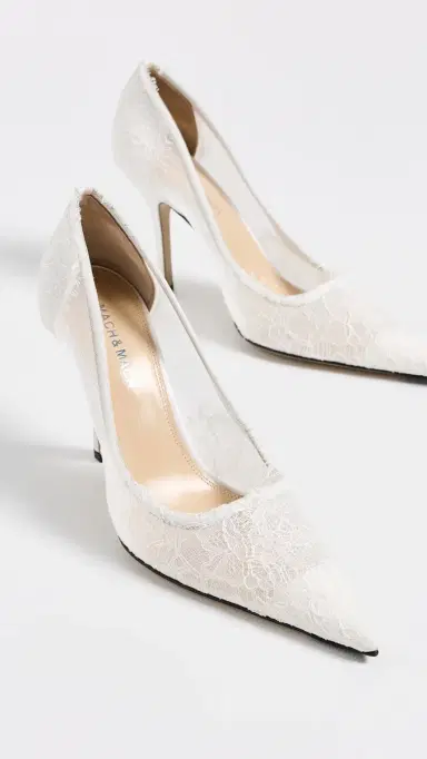 Mach & Mach Devon Chantilly Lace Pumps White | Thumbnail 5 Mach & Mach Devon Chantilly Lace Pumps White | Thumbnail 5
