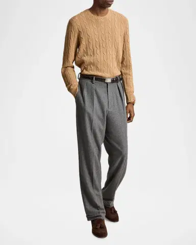 Polo Ralph Lauren Men's The Iconic Cable-Knit Cashmere Sweater | Thumbnail 2 Polo Ralph Lauren Men's The Iconic Cable-Knit Cashmere Sweater | Thumbnail 2