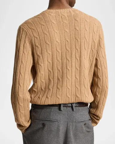 Polo Ralph Lauren Men's The Iconic Cable-Knit Cashmere Sweater | Thumbnail 3 Polo Ralph Lauren Men's The Iconic Cable-Knit Cashmere Sweater | Thumbnail 3