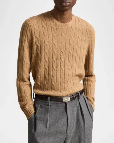 Polo Ralph Lauren Men's The Iconic Cable-Knit Cashmere Sweater | Thumbnail 4 Polo Ralph Lauren Men's The Iconic Cable-Knit Cashmere Sweater | Thumbnail 4