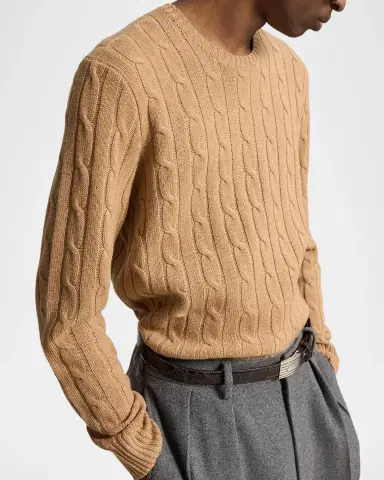 Polo Ralph Lauren Men's The Iconic Cable-Knit Cashmere Sweater | Thumbnail 5 Polo Ralph Lauren Men's The Iconic Cable-Knit Cashmere Sweater | Thumbnail 5
