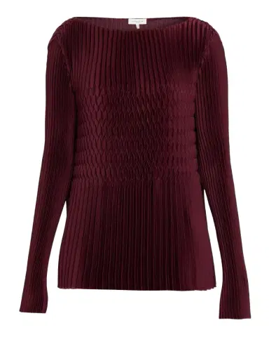 Lafayette 148 New York Bateau-Neck Plisse Satin Blouse | Thumbnail 1 Lafayette 148 New York Bateau-Neck Plisse Satin Blouse | Thumbnail 1
