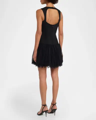 Cinq à Sept Neriva Sleeveless Fit & Flare Tulle Skirt Mini Dress | Thumbnail 3 Cinq à Sept Neriva Sleeveless Fit & Flare Tulle Skirt Mini Dress | Thumbnail 3