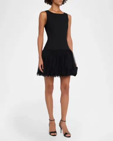 Cinq à Sept Neriva Sleeveless Fit & Flare Tulle Skirt Mini Dress | Thumbnail 4 Cinq à Sept Neriva Sleeveless Fit & Flare Tulle Skirt Mini Dress | Thumbnail 4