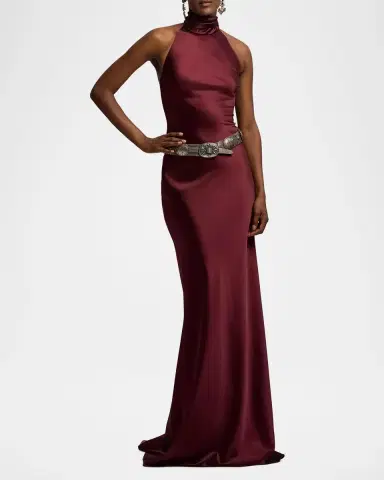 Ralph Lauren Collection Chilton Satin Halter Evening Dress | Thumbnail 2 Ralph Lauren Collection Chilton Satin Halter Evening Dress | Thumbnail 2