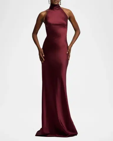 Ralph Lauren Collection Chilton Satin Halter Evening Dress | Thumbnail 4 Ralph Lauren Collection Chilton Satin Halter Evening Dress | Thumbnail 4