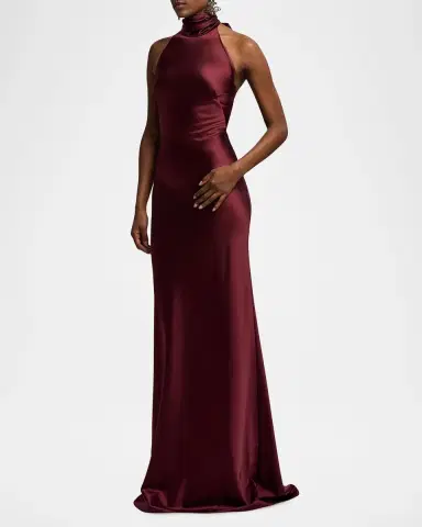 Ralph Lauren Collection Chilton Satin Halter Evening Dress | Thumbnail 6 Ralph Lauren Collection Chilton Satin Halter Evening Dress | Thumbnail 6