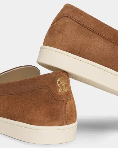 Brunello Cucinelli Men's Hybrid Venetian Suede Slip-Ons | Thumbnail 4 Brunello Cucinelli Men's Hybrid Venetian Suede Slip-Ons | Thumbnail 4