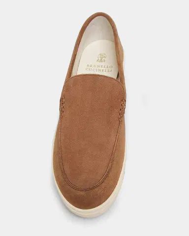 Brunello Cucinelli Men's Hybrid Venetian Suede Slip-Ons | Thumbnail 5 Brunello Cucinelli Men's Hybrid Venetian Suede Slip-Ons | Thumbnail 5