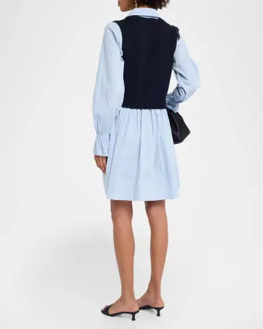 Cinq à Sept Patsy Combo Knit Vest and Poplin Shirtdress | Thumbnail 3 Cinq à Sept Patsy Combo Knit Vest and Poplin Shirtdress | Thumbnail 3