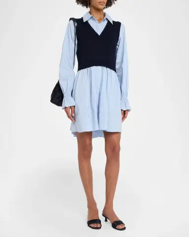 Cinq à Sept Patsy Combo Knit Vest and Poplin Shirtdress | Thumbnail 4 Cinq à Sept Patsy Combo Knit Vest and Poplin Shirtdress | Thumbnail 4