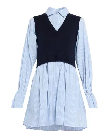 Cinq à Sept Patsy Combo Knit Vest and Poplin Shirtdress | Thumbnail 1 Cinq à Sept Patsy Combo Knit Vest and Poplin Shirtdress | Thumbnail 1