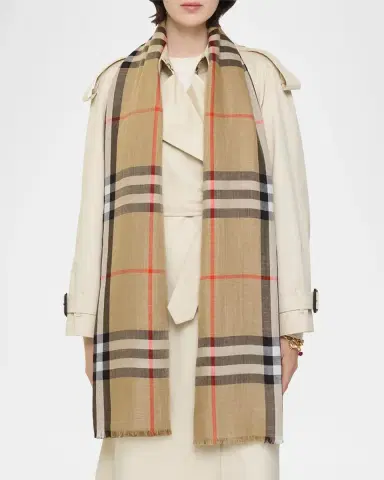 Burberry Reversible Check Wool-Silk Scarf | Thumbnail 2 Burberry Reversible Check Wool-Silk Scarf | Thumbnail 2