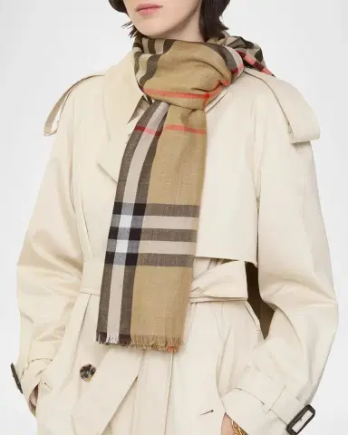 Burberry Reversible Check Wool-Silk Scarf | Thumbnail 3 Burberry Reversible Check Wool-Silk Scarf | Thumbnail 3