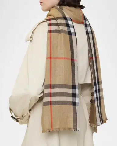 Burberry Reversible Check Wool-Silk Scarf | Thumbnail 4 Burberry Reversible Check Wool-Silk Scarf | Thumbnail 4