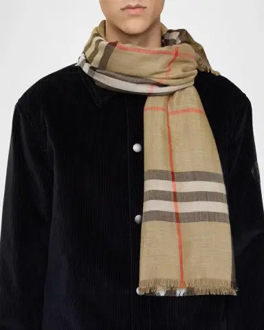 Burberry Reversible Check Wool-Silk Scarf | Thumbnail 6 Burberry Reversible Check Wool-Silk Scarf | Thumbnail 6