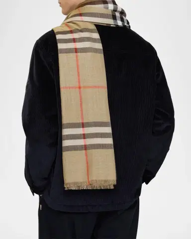 Burberry Reversible Check Wool-Silk Scarf | Thumbnail 7 Burberry Reversible Check Wool-Silk Scarf | Thumbnail 7