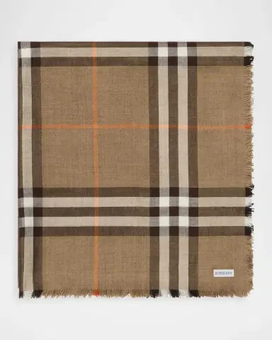 Burberry Reversible Check Wool-Silk Scarf | Thumbnail 8 Burberry Reversible Check Wool-Silk Scarf | Thumbnail 8