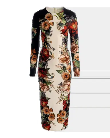 Alice + Olivia Delora Colorblocked Floral Sheath Midi Dress | Thumbnail 2 Alice + Olivia Delora Colorblocked Floral Sheath Midi Dress | Thumbnail 2