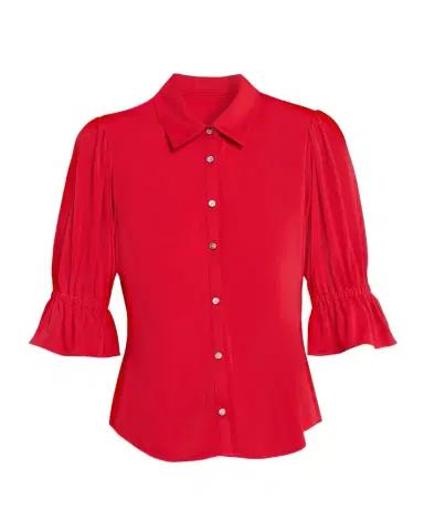 Cinq à Sept Ruffled-Cuff Matte Jersey Shirt | Thumbnail 1 Cinq à Sept Ruffled-Cuff Matte Jersey Shirt | Thumbnail 1