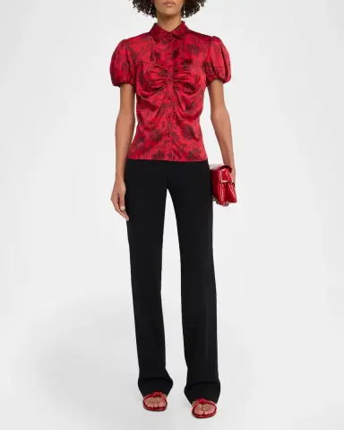 Cinq à Sept Sola Paisley Fan Puff-Sleeve Top | Thumbnail 2 Cinq à Sept Sola Paisley Fan Puff-Sleeve Top | Thumbnail 2