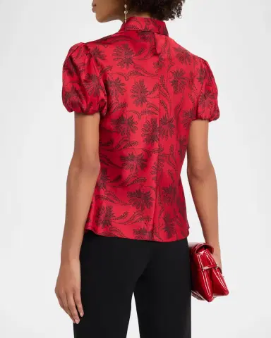 Cinq à Sept Sola Paisley Fan Puff-Sleeve Top | Thumbnail 3 Cinq à Sept Sola Paisley Fan Puff-Sleeve Top | Thumbnail 3