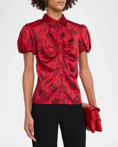 Cinq à Sept Sola Paisley Fan Puff-Sleeve Top | Thumbnail 4 Cinq à Sept Sola Paisley Fan Puff-Sleeve Top | Thumbnail 4