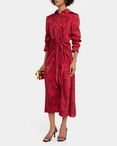 Cinq à Sept Jace Paisley Fan Print Tie-Waist Midi Shirtdress | Thumbnail 4 Cinq à Sept Jace Paisley Fan Print Tie-Waist Midi Shirtdress | Thumbnail 4