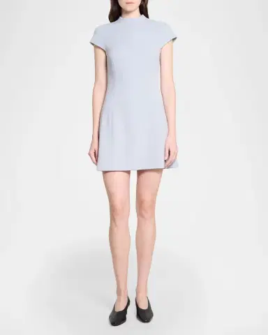 Theory Cap-Sleeve Mock Turtleneck Mini Dress | Thumbnail 2 Theory Cap-Sleeve Mock Turtleneck Mini Dress | Thumbnail 2