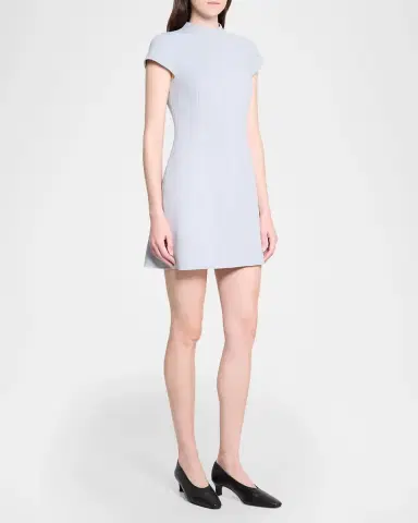 Theory Cap-Sleeve Mock Turtleneck Mini Dress | Thumbnail 4 Theory Cap-Sleeve Mock Turtleneck Mini Dress | Thumbnail 4