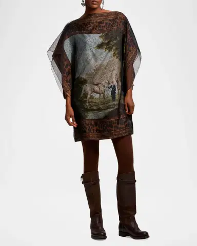 Ralph Lauren Collection Orianne Printed Mulberry Silk Mini Shift Dress | Thumbnail 4 Ralph Lauren Collection Orianne Printed Mulberry Silk Mini Shift Dress | Thumbnail 4