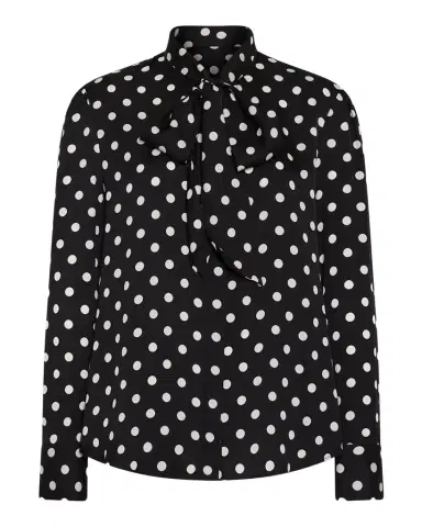 Milly Polka Dot Tie-Neck Blouse | Thumbnail 1 Milly Polka Dot Tie-Neck Blouse | Thumbnail 1
