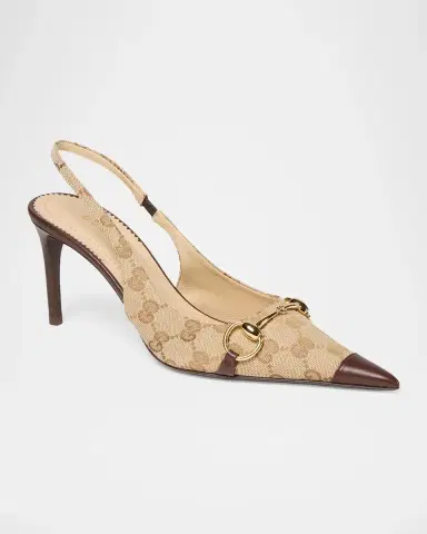 Gucci Donna 80MM GG Canvas Slingback Pumps | Thumbnail 5 Gucci Donna 80MM GG Canvas Slingback Pumps | Thumbnail 5