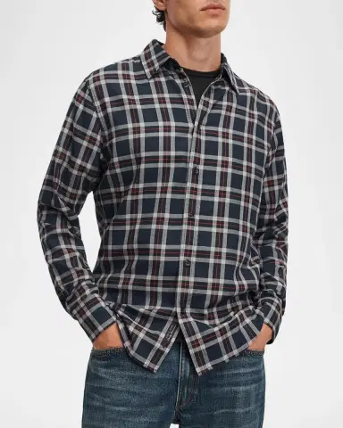rag & bone Men's Tomlin Plaid Cotton Flannel Shirt | Thumbnail 4 rag & bone Men's Tomlin Plaid Cotton Flannel Shirt | Thumbnail 4