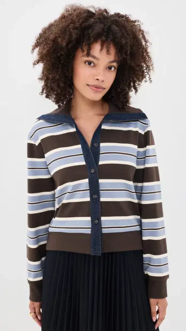 TANYA TAYLOR Bronwyn Jacket Dark Fig/Winter ky/Cream Multi | Thumbnail 2 TANYA TAYLOR Bronwyn Jacket Dark Fig/Winter ky/Cream Multi | Thumbnail 2